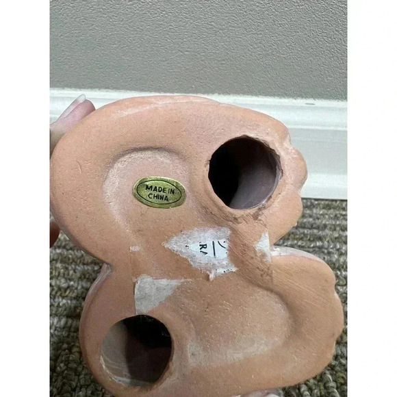 Terracotta Easter Bunny in Overalls With Basket CUTE!! 7" x 4.5" Holiday Spring - Picture 13 of 13